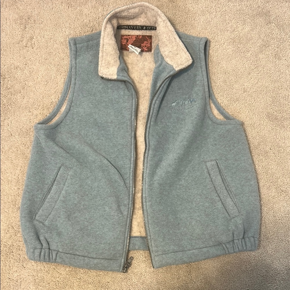 Vintage Blue Fleece Vest with Sherpa Lining